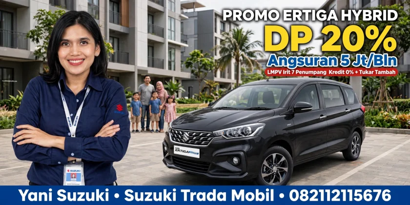 Promo Suzuki Ertiga DP 20% Cicilan 5 Juta Kredit 0% Tukar Tambah - Yani Suzuki Trada Mobil - background keluarga bahagia depan rumah